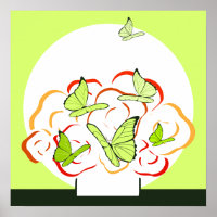 Levendige geel-groene vlinders & Oranje boeket