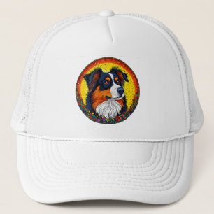 Levendige geïllustreerde portret van een hond trucker pet