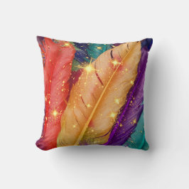 Levendige gekleurde veren kussen