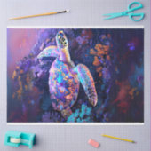 Levendige gekleurde Zeeen schildpad decoupage Tissuepapier (Craft)