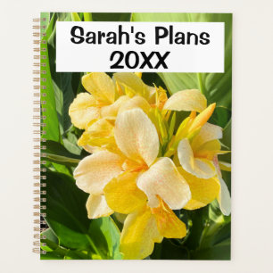 Levendige gele bloemenfoto met aangepaste tekst planner