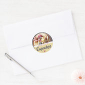 Levendige gele cupcake cake bakken Fotolabel Ronde Sticker (Envelop)