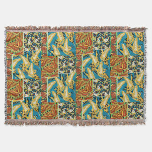 Levendige gele en turquoise Art Deco vlinderkunst Deken