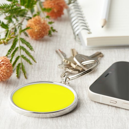 Levendige gele Fluo Delight Ready om aan te passen Sleutelhanger (Zijkant)