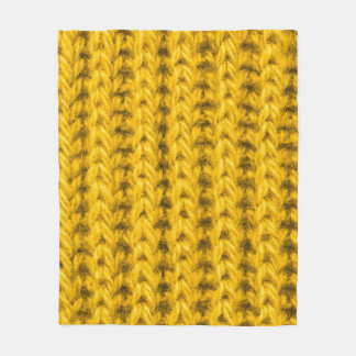 Levendige gele gebreide woltextuur fleece deken