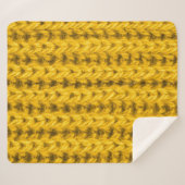 Levendige gele gebreide woltextuur sherpa deken (Voorkant (horizontaal))