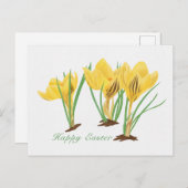 Levendige gele krokusbloemen Gelukkig Pasen Feestdagenkaart (Voorkant / Achterkant)