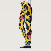 Levendige Gele Luipaard Print Leggings (Links)