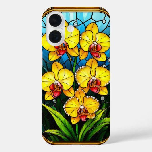 Levendige gele orchideeën in sierlijk gouden Lijst Case-Mate iPhone Case (Achterkant)