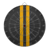 Levendige Gele Racing Stripes Carbon Fibre Style Dartbord (Voorkant)