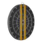 Levendige Gele Racing Stripes Carbon Fibre Style Dartbord (Voorkant Links)