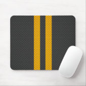 Levendige Gele Racing Stripes Carbon Fibre Style Muismat (Met muis)