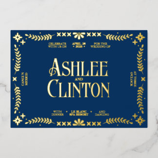 Levendige geloften: een Spaans folk bruiloft goud Folie Uitnodiging