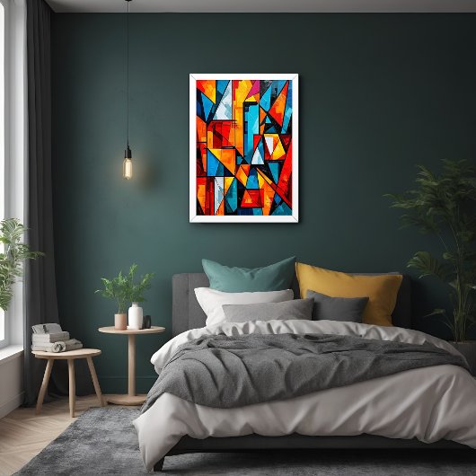 Levendige geometrische Abstract - Dynamische kubis Poster