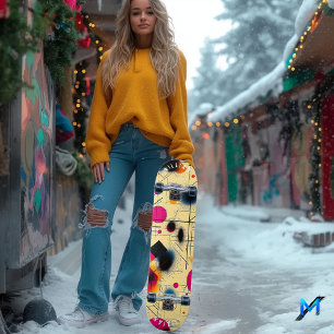 Levendige geometrische abstracte kunst in hedendaa skateboard