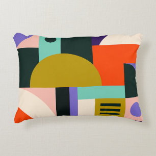 Levendige geometrische abstracte kunst met felle k accent kussen
