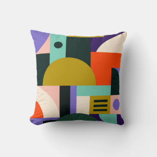 Levendige geometrische abstracte kunst met felle k kussen