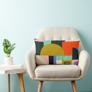Levendige geometrische abstracte kunst met felle k kussen