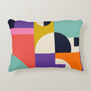 Levendige geometrische abstracte kunst met vette v accent kussen