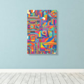 Levendige geometrische Abstracte moderne kleurrijk Canvas Afdruk (Insitu (Houten vloer))