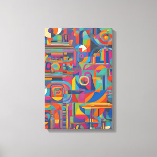 Levendige geometrische Abstracte moderne kleurrijk Canvas Afdruk