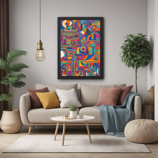 Levendige geometrische Abstracte moderne kleurrijk Perfect Poster