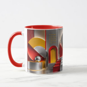 Levendige Geometrische Abstractie Metallic Bollen Mok