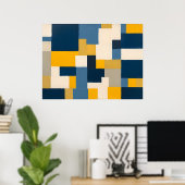 Levendige geometrische fusie - gedurfde Abstracte  Poster (Thuiskantoor)