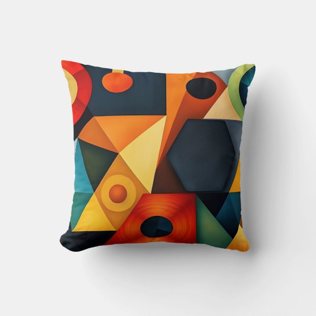 Levendige geometrische harmonie kussen (Voorkant)