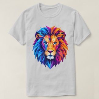 Levendige geometrische leeuwenkunst T-shirt