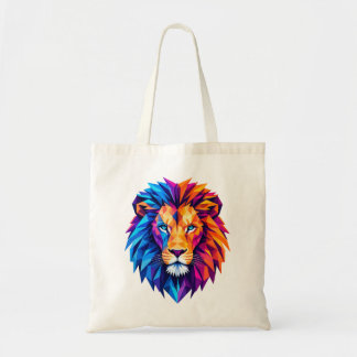 Levendige geometrische leeuwenkunst T-shirt Tote Bag