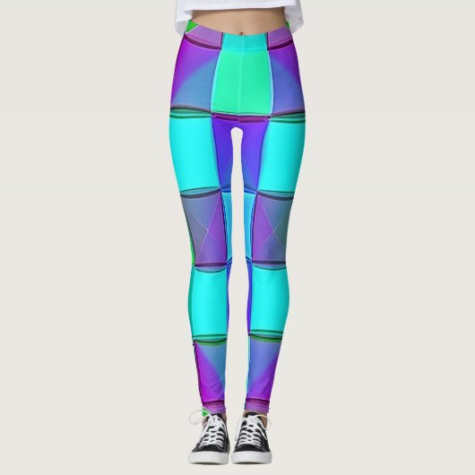 Levendige geometrische lichtgolven leggings (Voorkant)