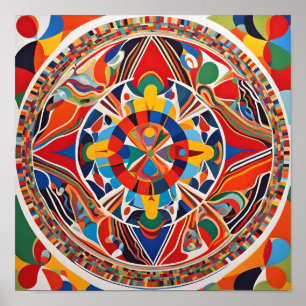 Levendige Geometrische Mandala Kunst  Poster