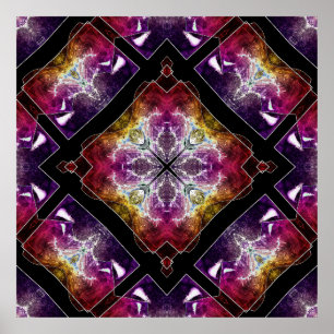 Levendige geometrische met paarse en gouden accent poster