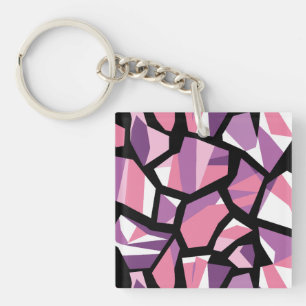 Levendige geometrische mozaïek in roze en Paarse Sleutelhanger