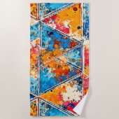 Levendige geometrische splash art strandlaken (Voorkant)