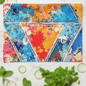 Levendige geometrische splash art theedoek (Gevouwen)