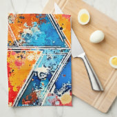 Levendige geometrische splash art theedoek (Quarter Fold)