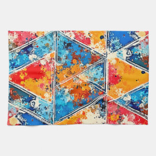 Levendige geometrische splash art theedoek