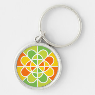 Levendige Geometrische Zonneuitbarsting Abstracte Sleutelhanger