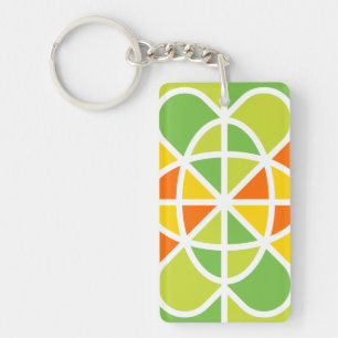 Levendige Geometrische Zonneuitbarsting Abstracte Sleutelhanger