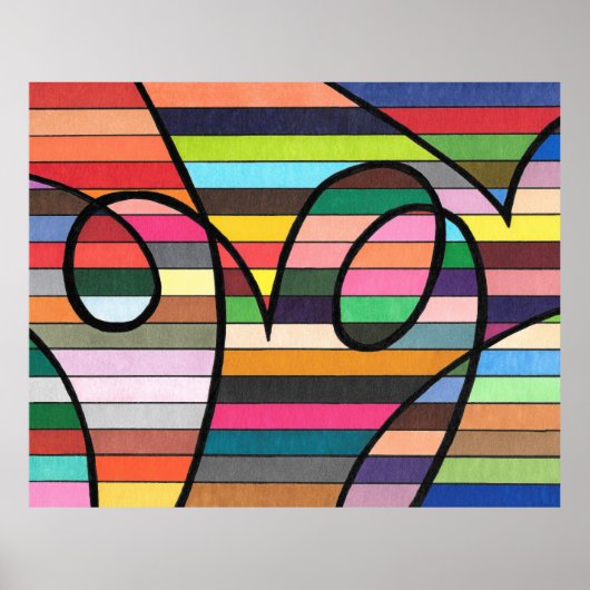 Levendige gestreepte abstract met vette zwarte spi poster (Voorkant)