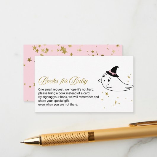 Levendige Ghost Halloween Baby shower Books for Ba Informatiekaartje (Voorkant / Achterkant in situ)