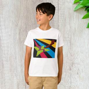 Levendige gitaar met geometrische strepen t-shirt