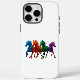 Levendige glazen paarden - kleurrijke gloeiende pa iPhone 16 pro max hoesje