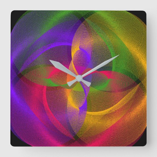 Levendige Glossy Circle geometrische wandklok Vierkante Klok (Voorkant)