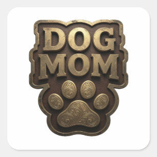 Levendige Goud HOND MOEDER Decal Kunst Vierkante Sticker