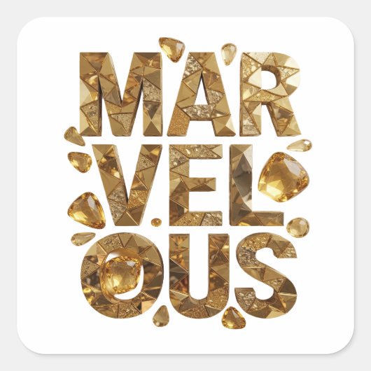 Levendige Gouden MARVELOUS Sticker Afbeelding (Voorkant)