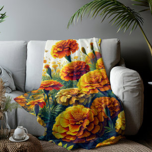 Levendige goudsbloemen sherpa deken