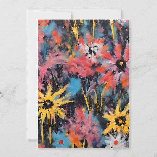 Levendige graffiti bloemen kunst feestdagenkaart (Voorkant)